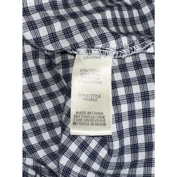 Max Studio Gingham Check Peasant Mini Dress Tunic Black White Size S - Picture 4 of 6